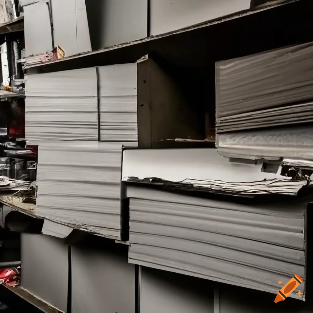 stacked metal sheets in a well-organized garage