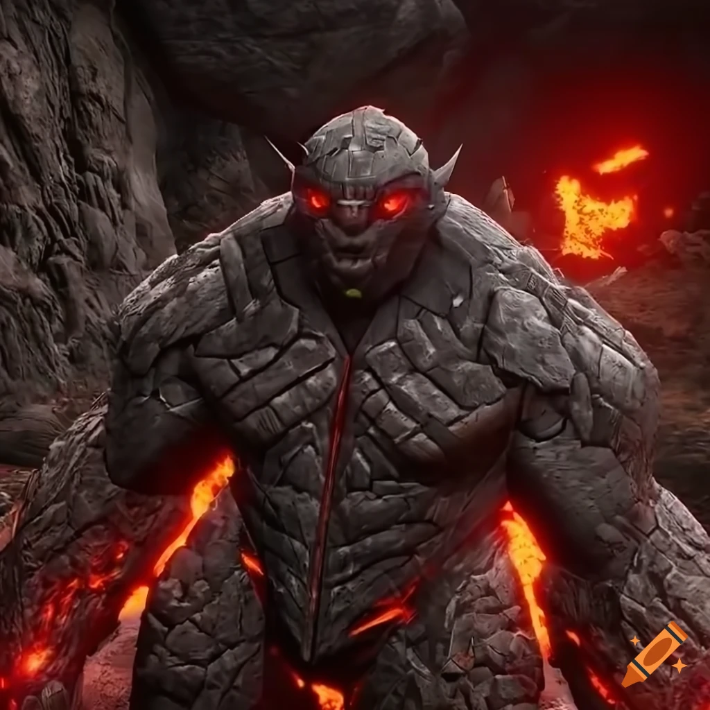 portrait of a black stone armored cyborg golem in Unreal Engine 5