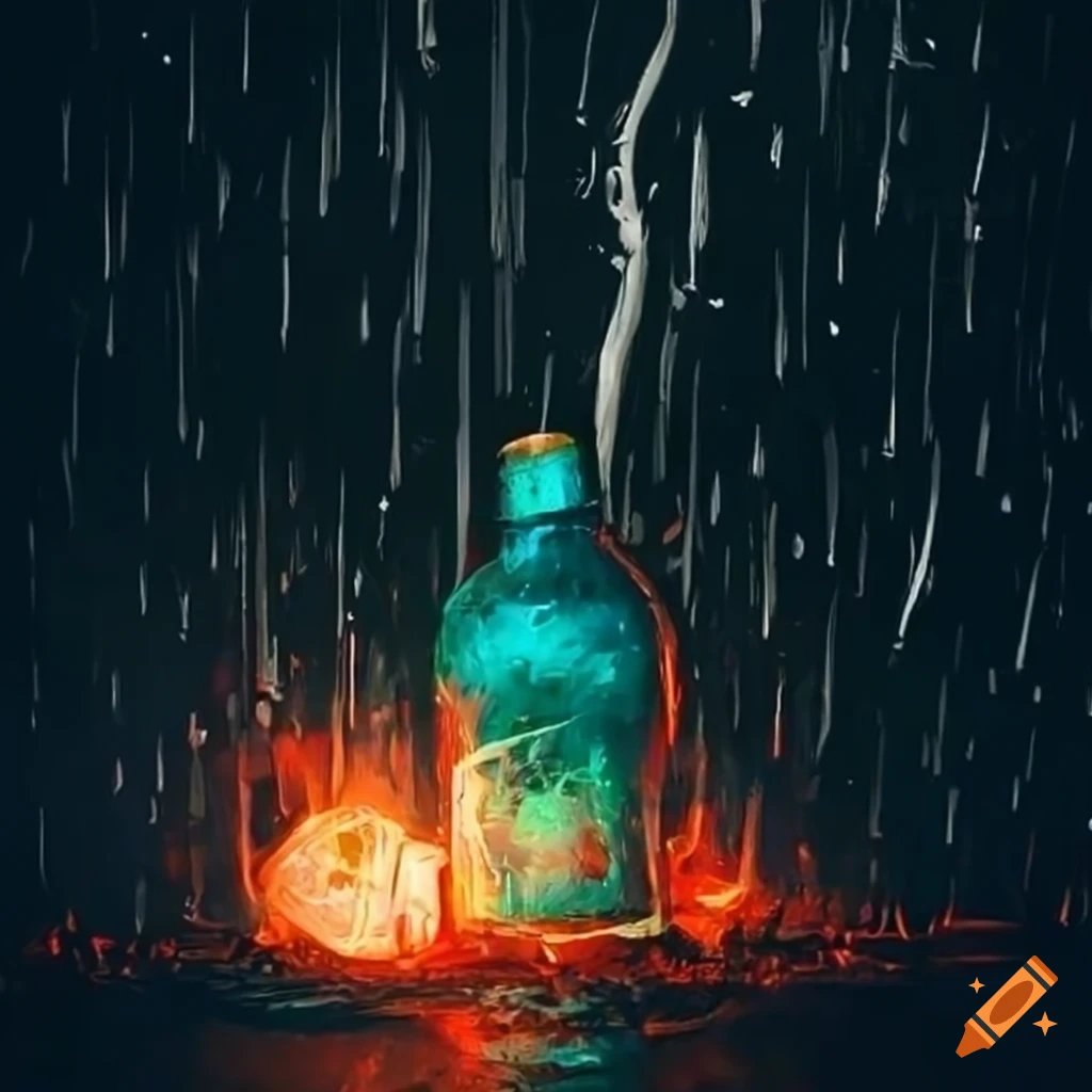 person enjoying rain while drinking