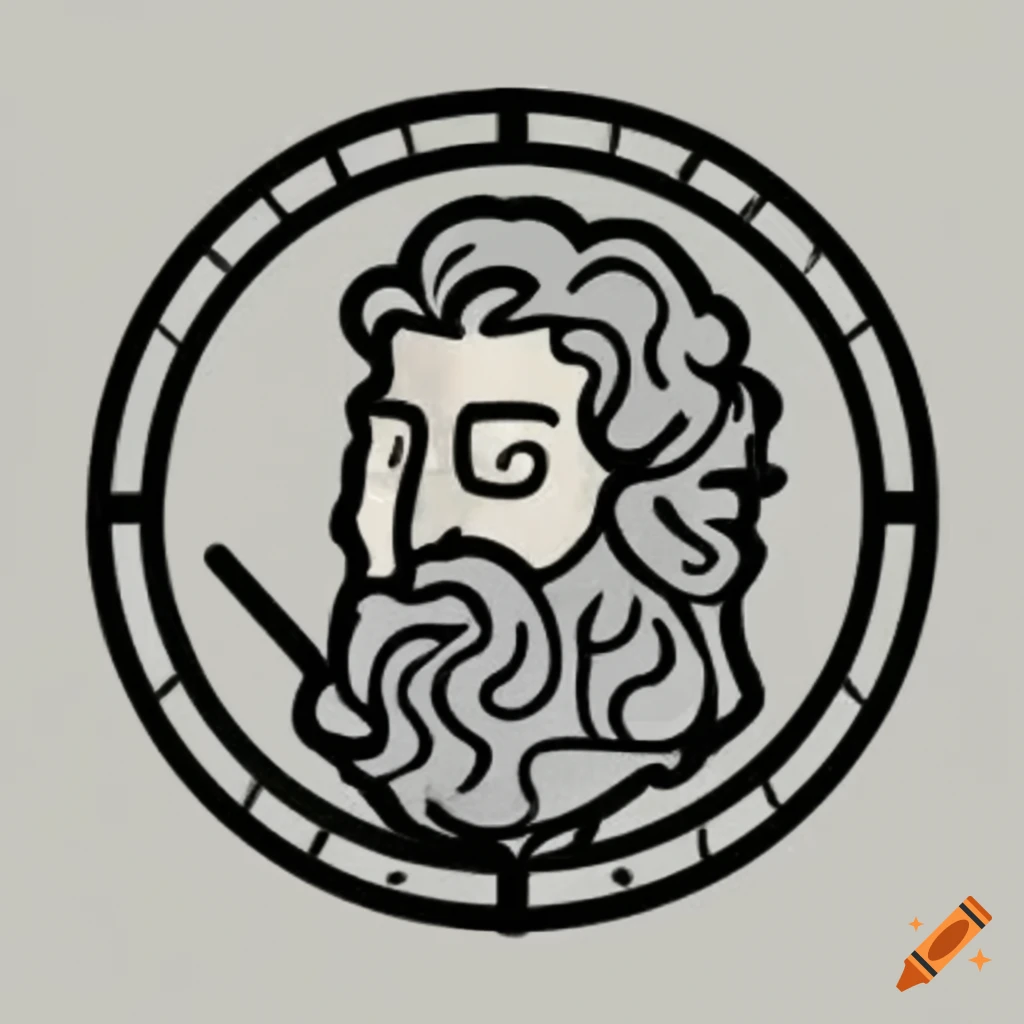 logo for a barbershop with an ancient greek theme