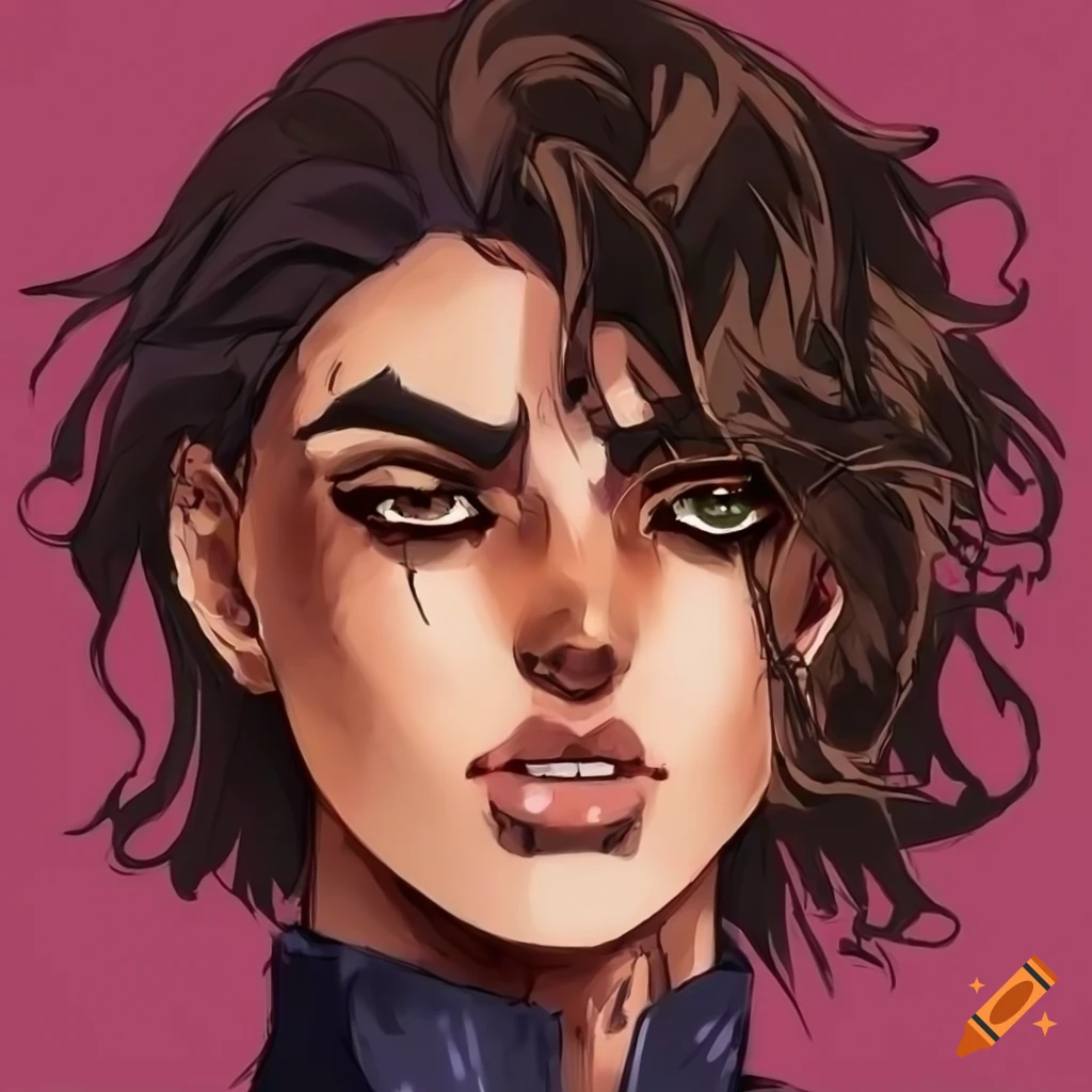 Jjba style portrait of an attractive androgynous person