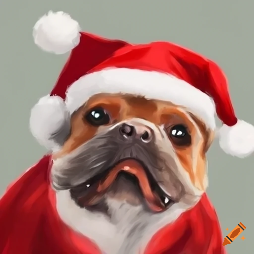 Dog dressed as santa for christmas