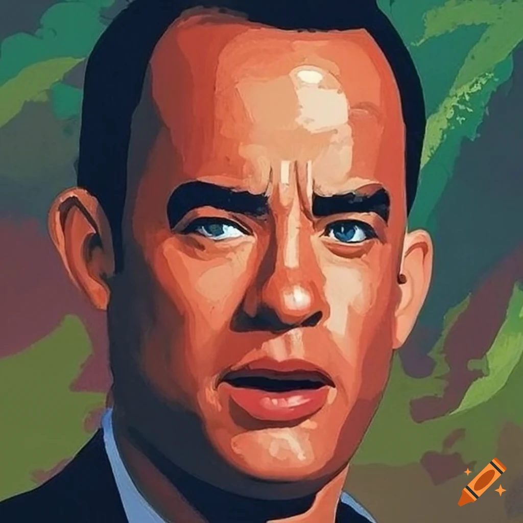 funny illustration of Tom Hanks as Forest Gump
