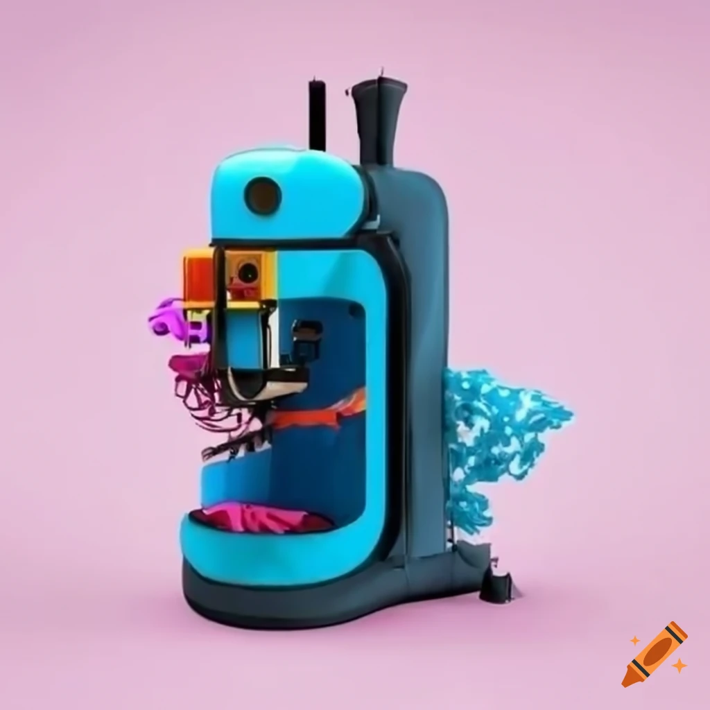prototipo pintado a mano de una máquina impresora 3D para ropa