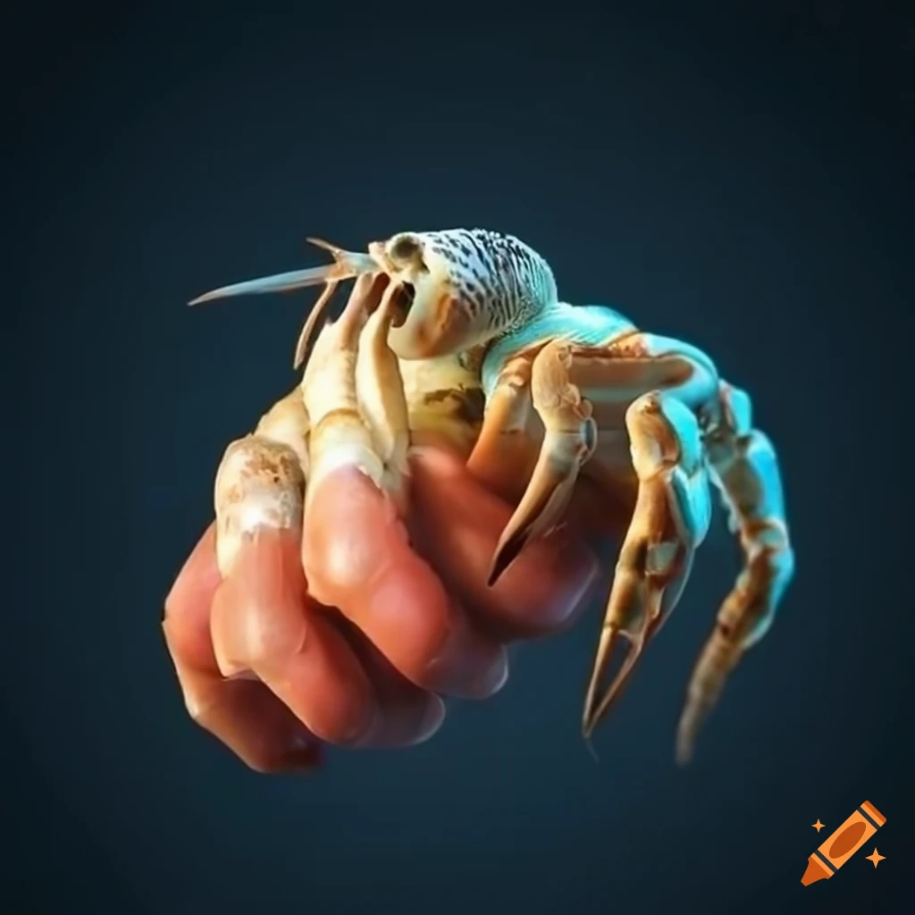 Hermit crab shell in human hand