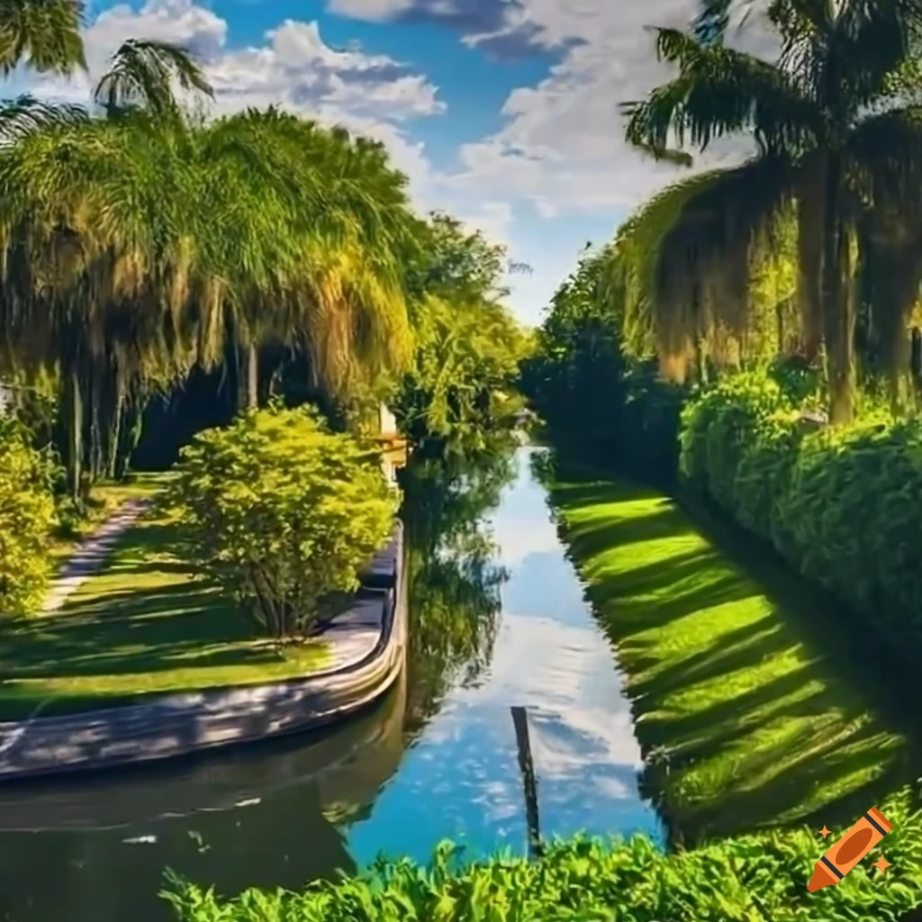 scenic view of a neighborhood next to a canal