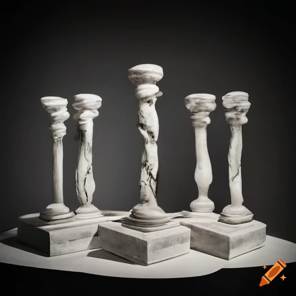 marble pedestals in a gallery
