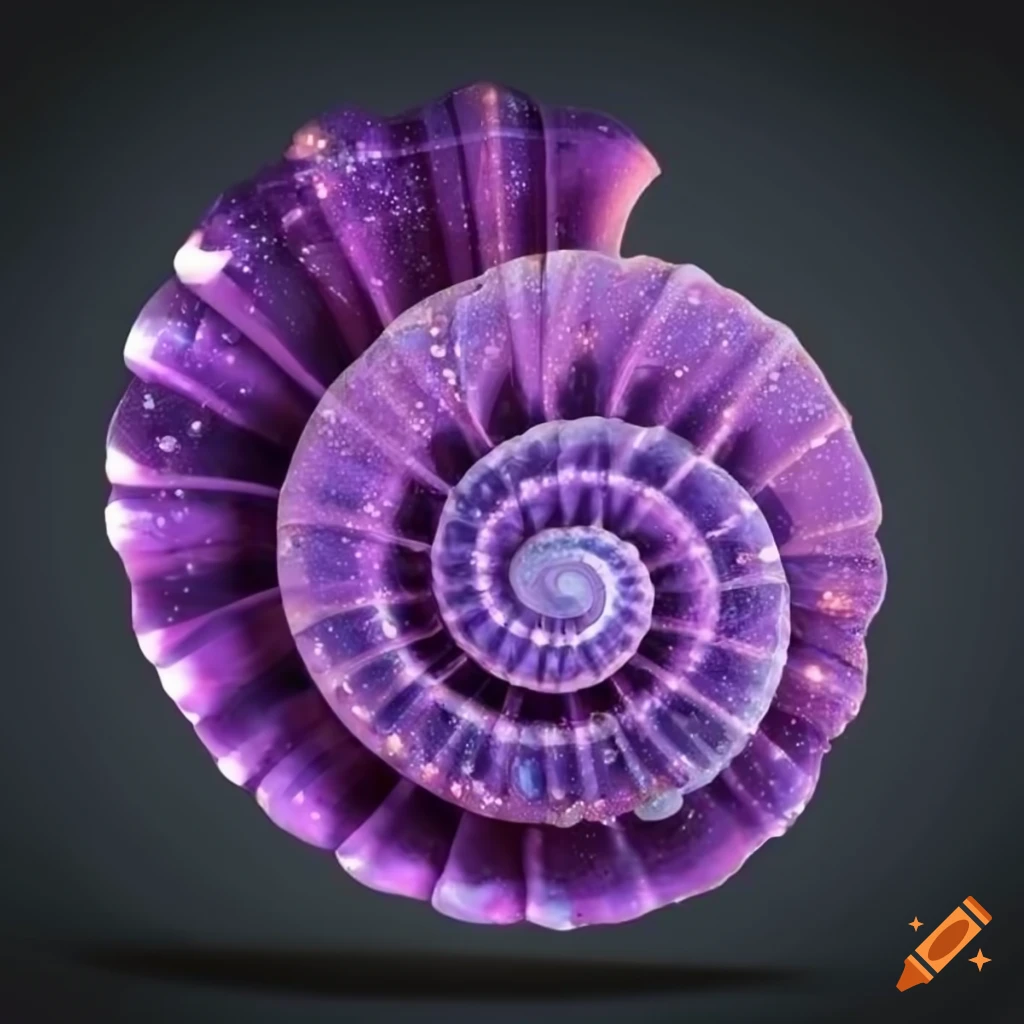 cartoonish purple spiral seashell on white background