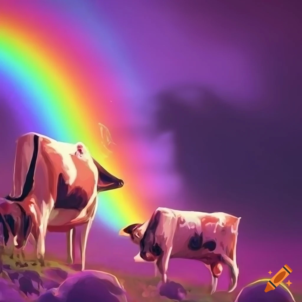 Fond d’écran of a rainbow cow on Craiyon