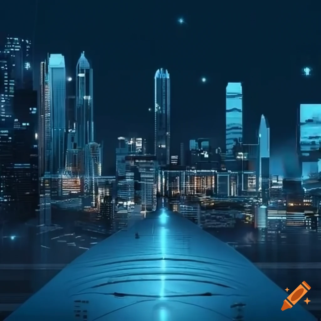 futuristic cityscape map of a smart city