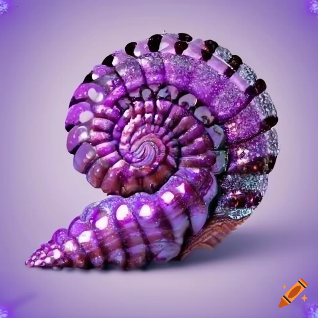 purple glittering seashell on white background