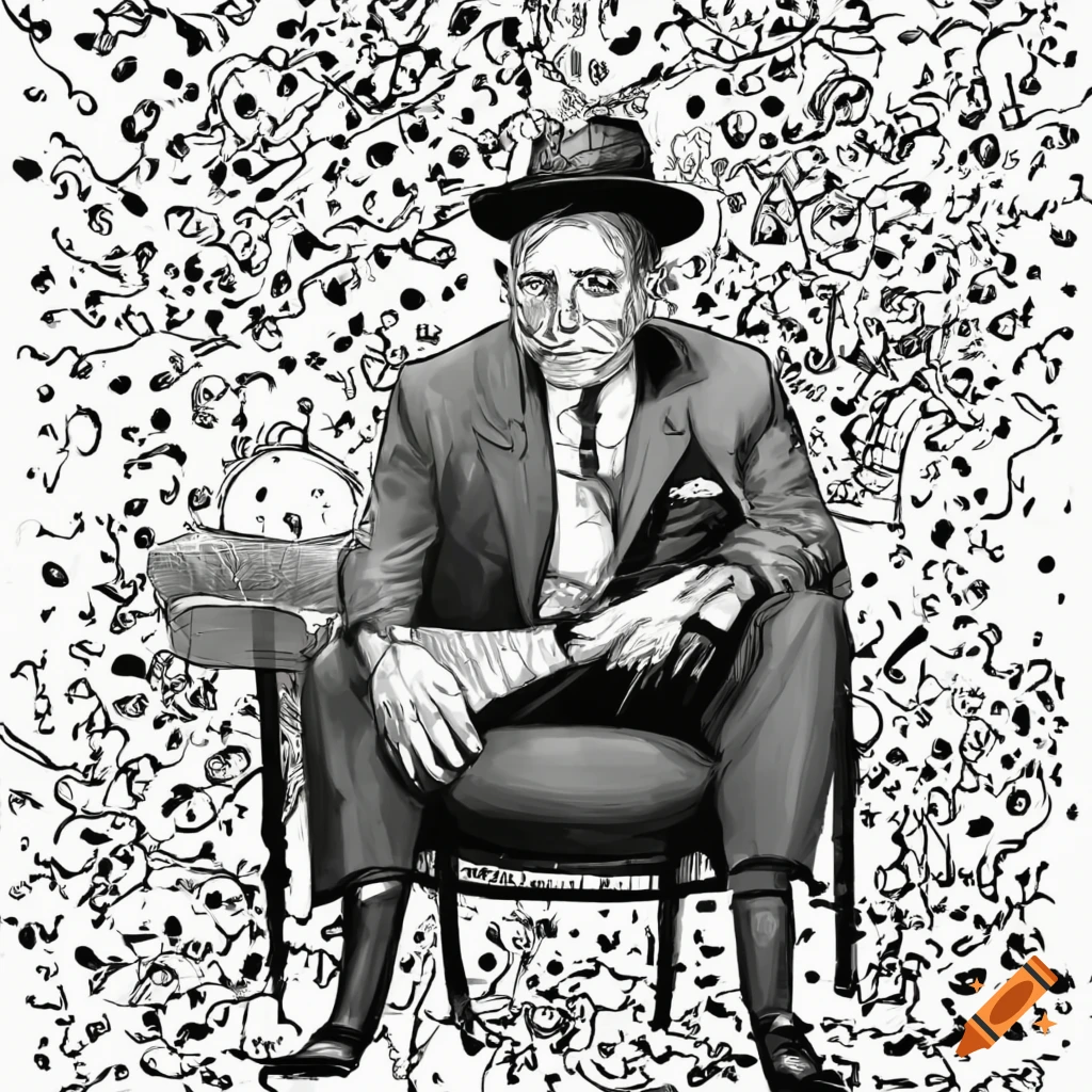 comic style picture of Bing Crosby in a chair