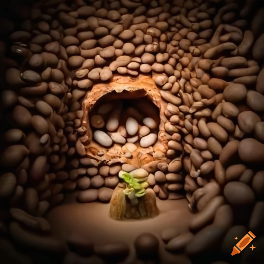 an artistic installation made of beans