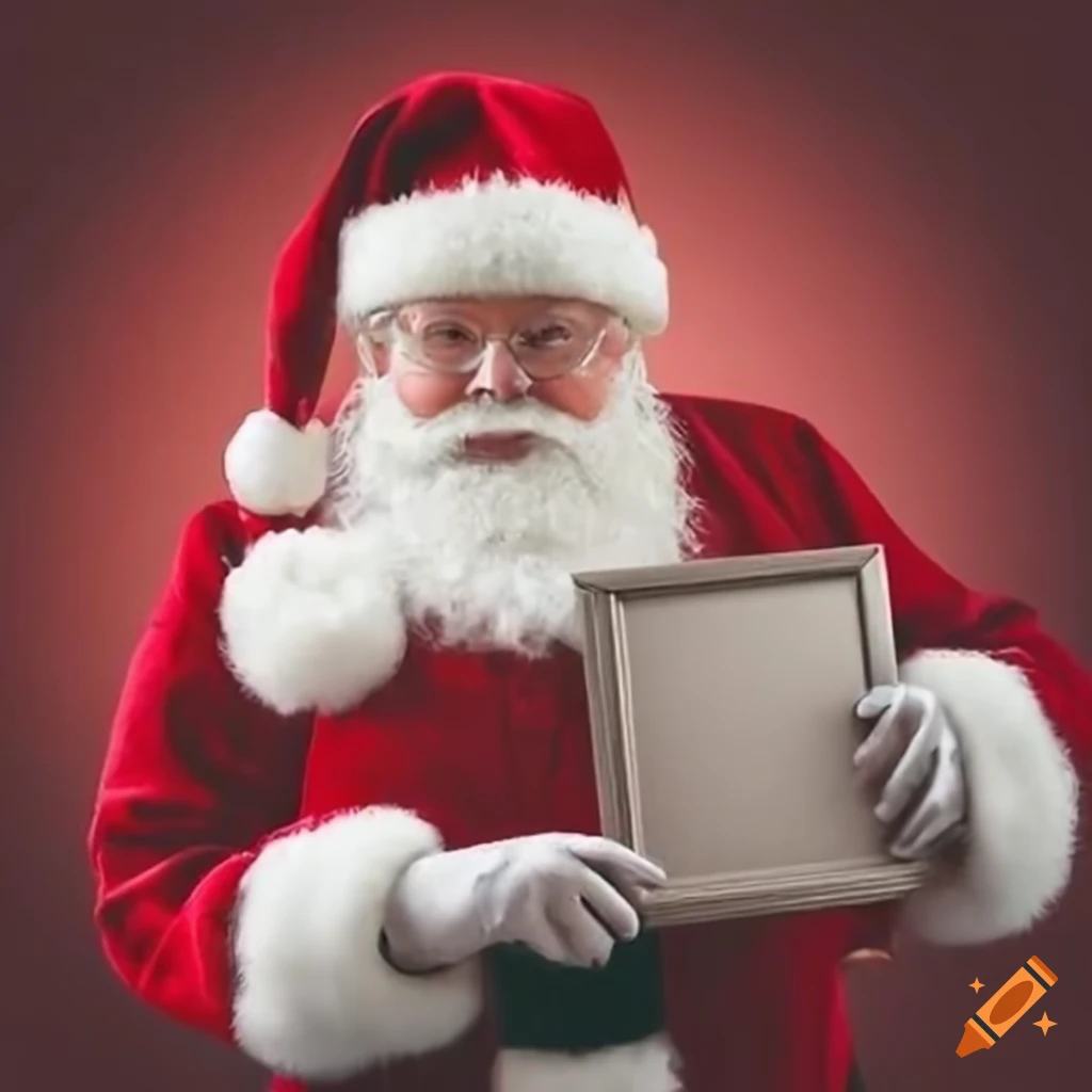 Santa holding a photo frame