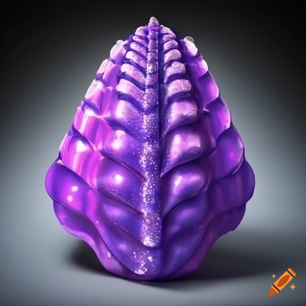 glittering purple seashell on white background