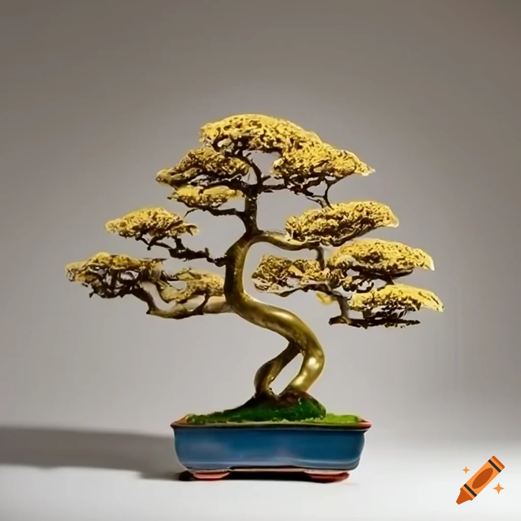 elegant bonsai with marble and gold accents