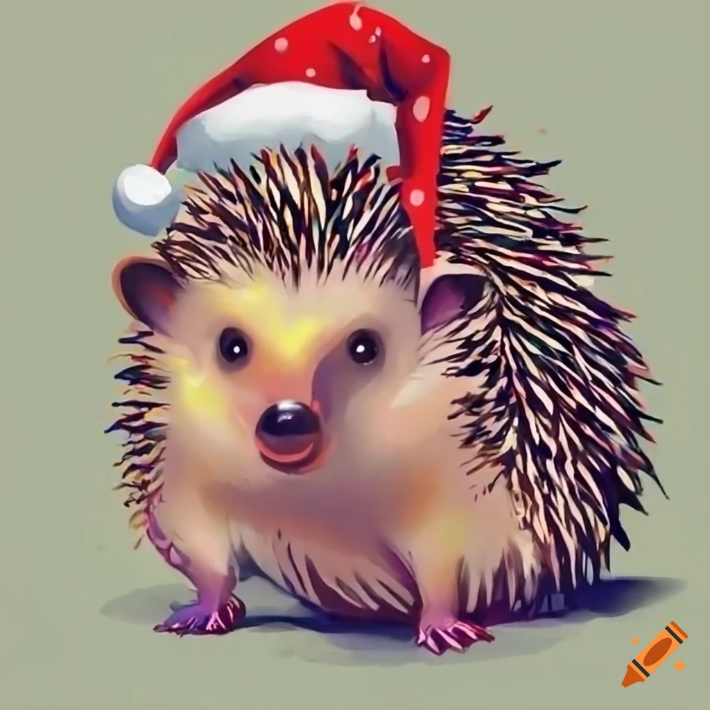 Cute hedgehog with a santa hat