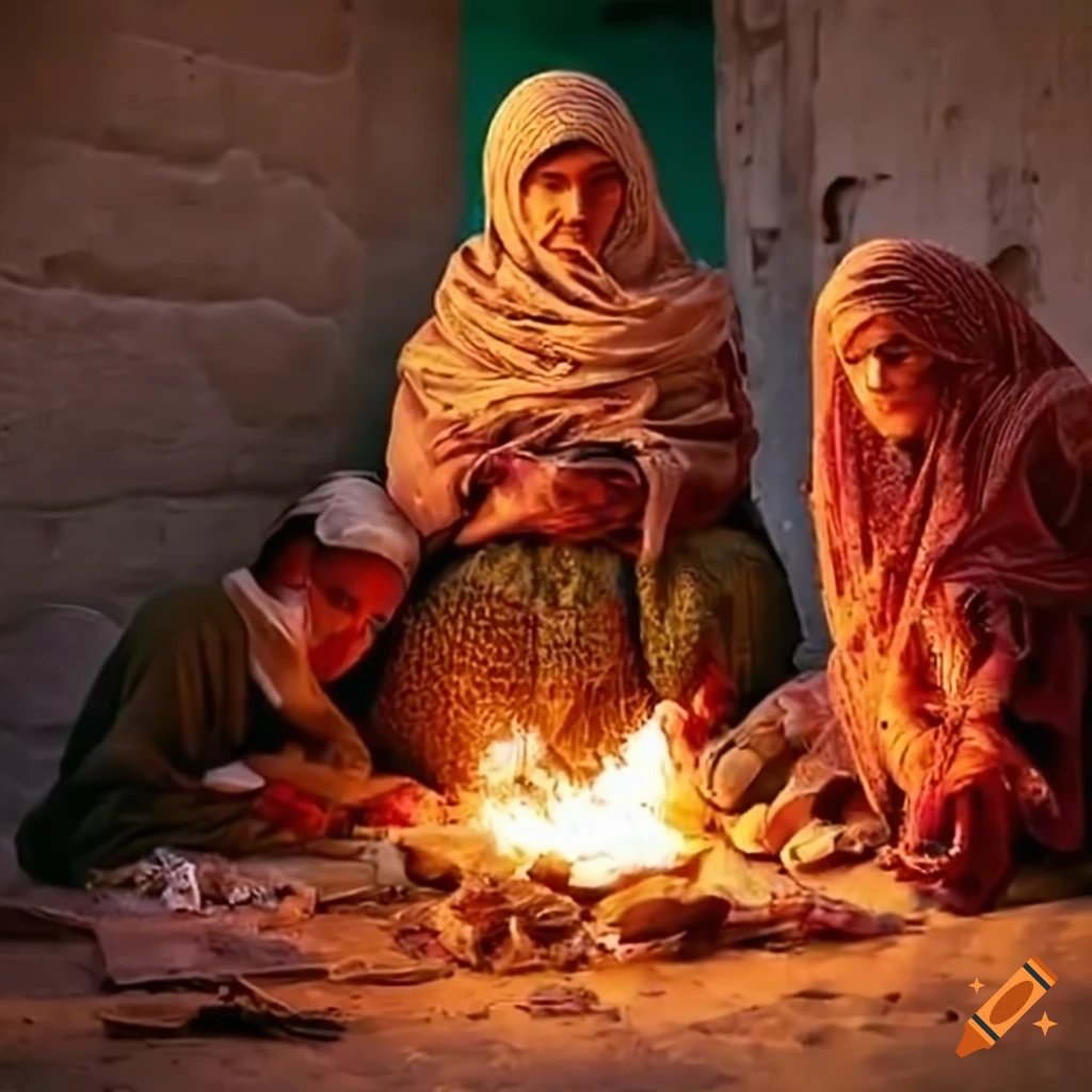 outdoor dining in Afghanistan with a house in the background