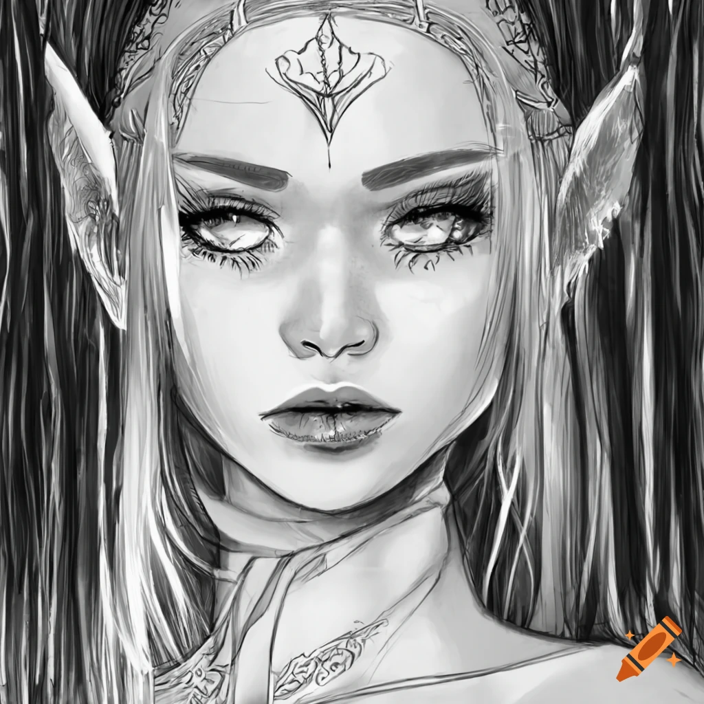 Sketch of an elven woman
