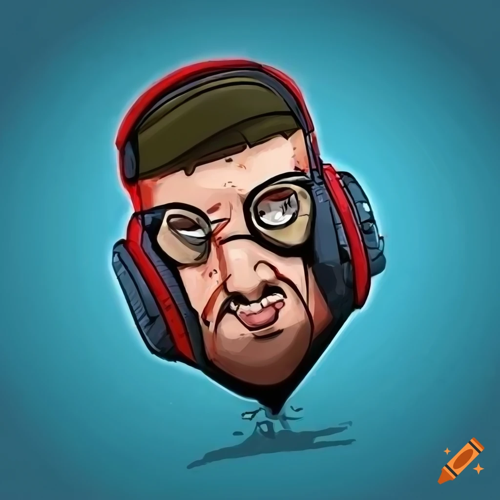 cartoon illustration of a professional CS:GO player