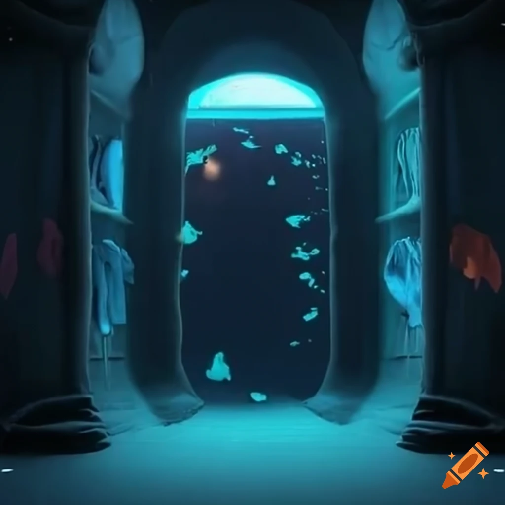 mysterious kid's closet with a portal