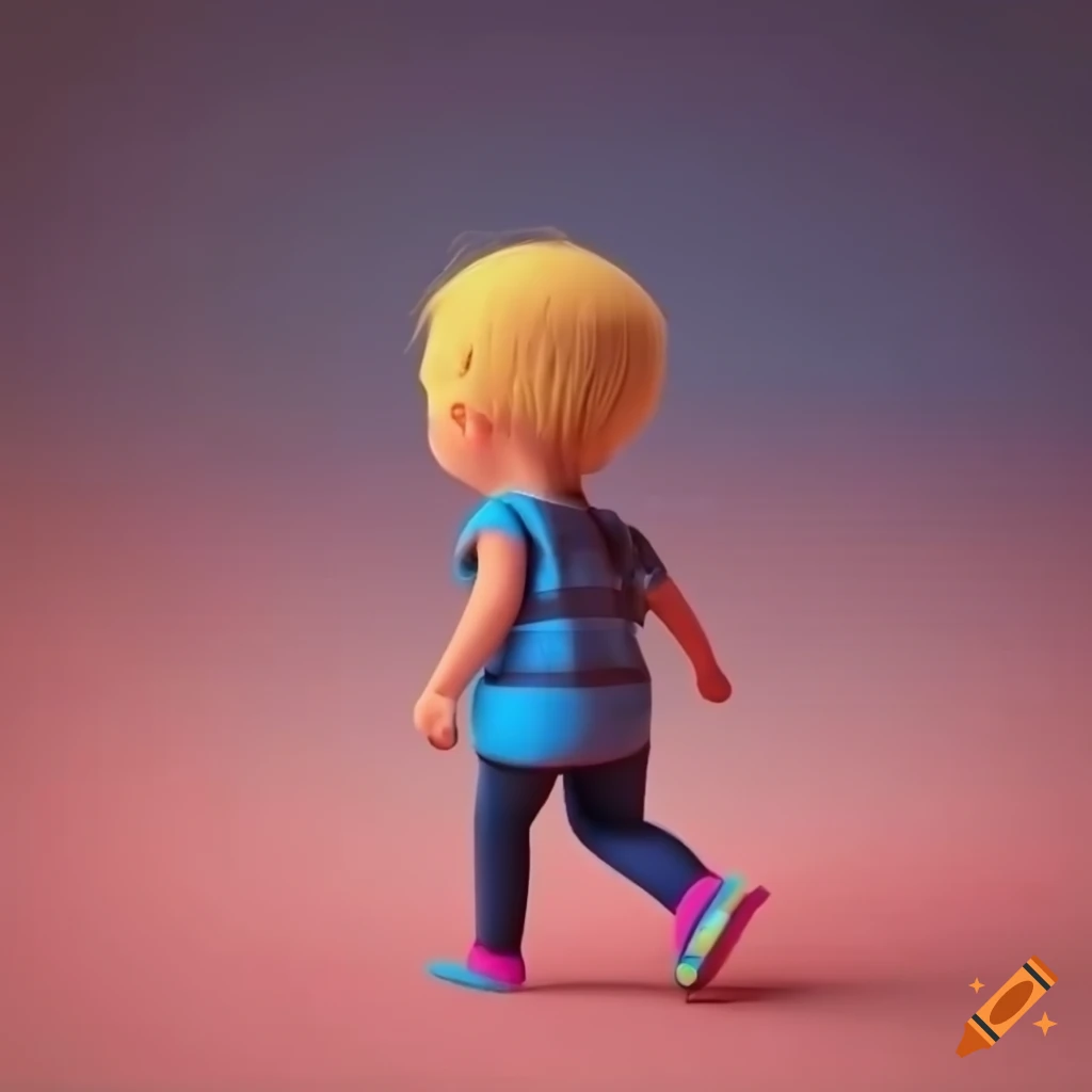 3d illustration of a happy kid running
