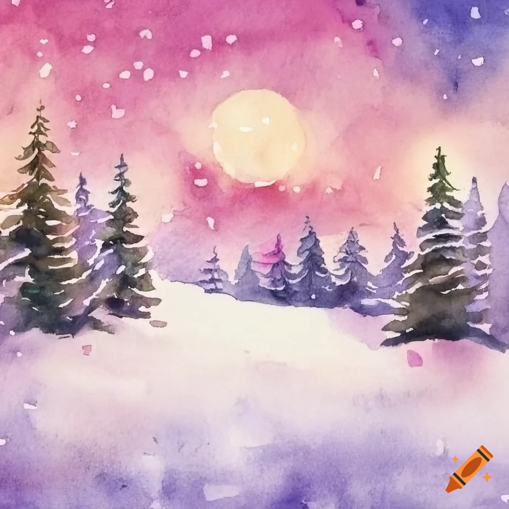 Watercolor christmas scene