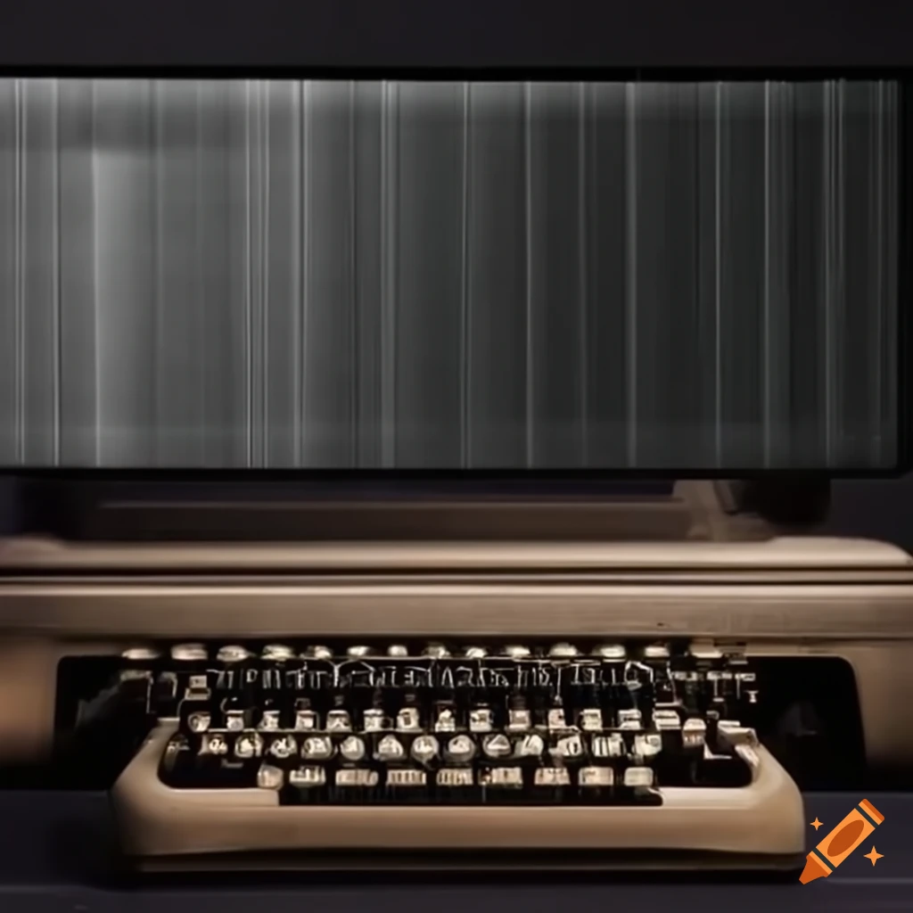 Typewriter transforming into a modern computer screen