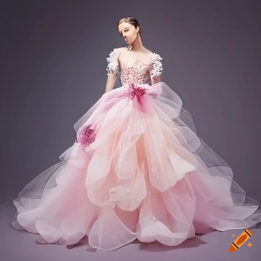 Ethereal gown with tulle flounces