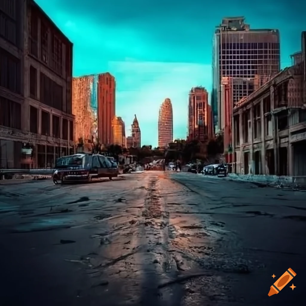 Post apocalyptic Scenery Of Congress Avenue In Austin Texas On Craiyon