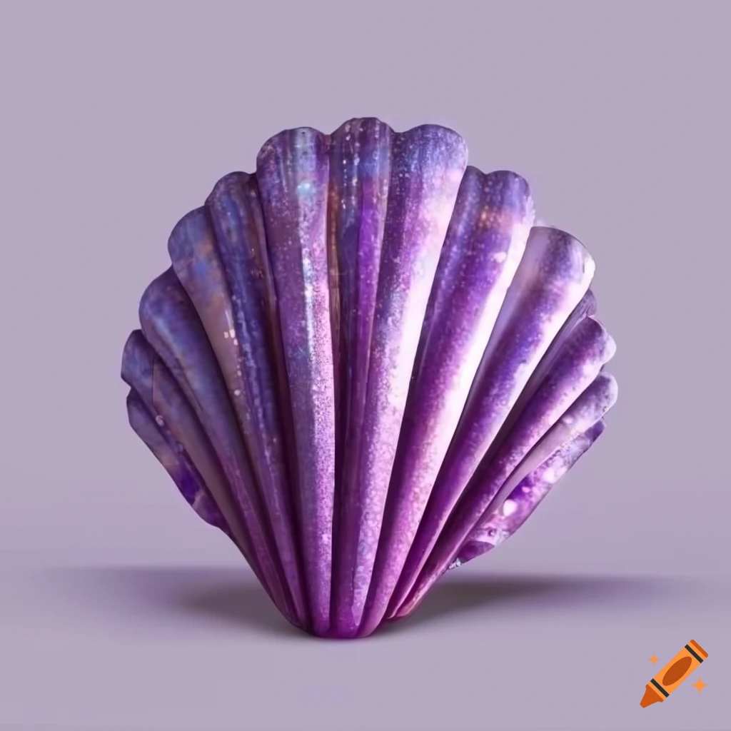 glittering purple seashell on a white background