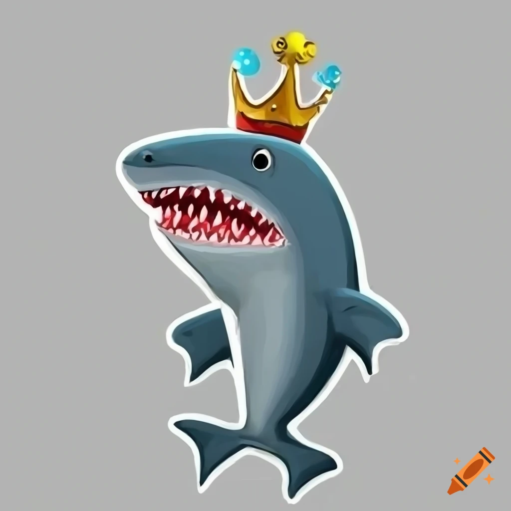cartoon shark wearing a crown