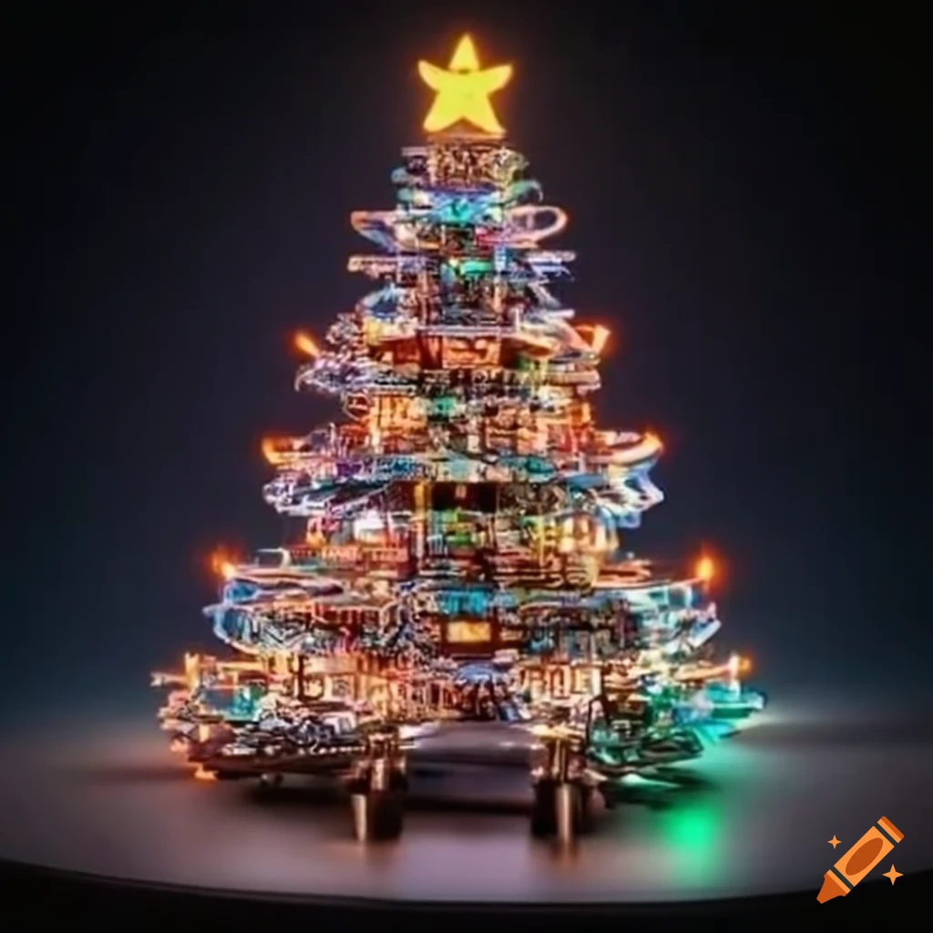 Christmas Tree Made Of Recycled Electronic Components On Craiyon 