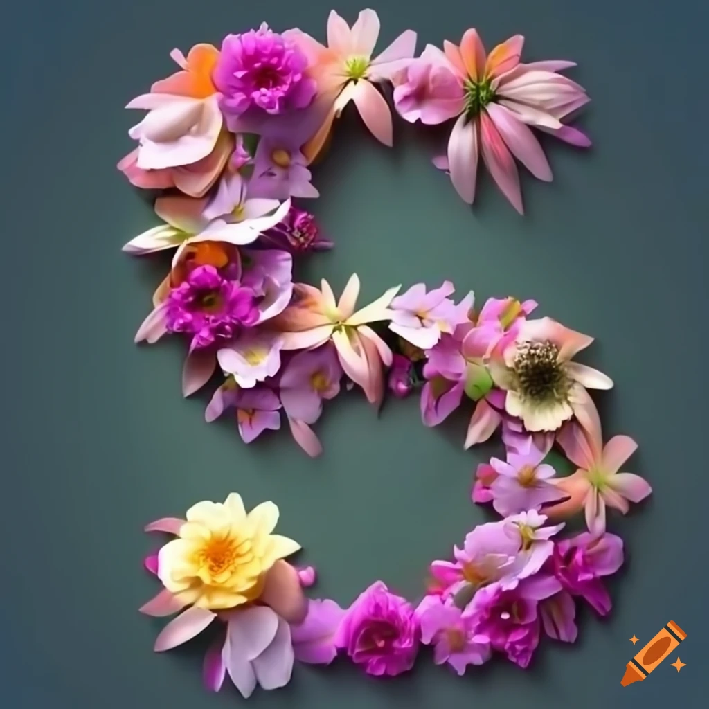 letter S made with colorful flowers