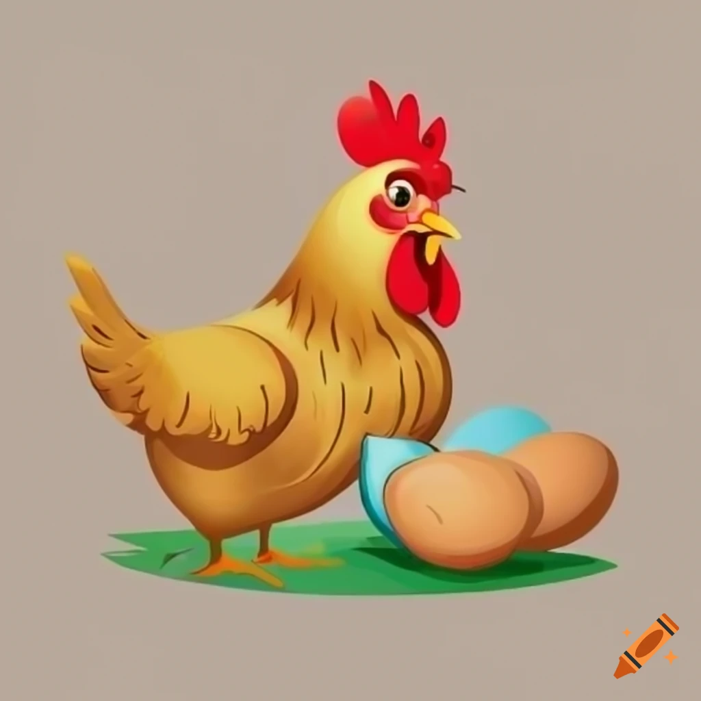 cartoon hen with eggs