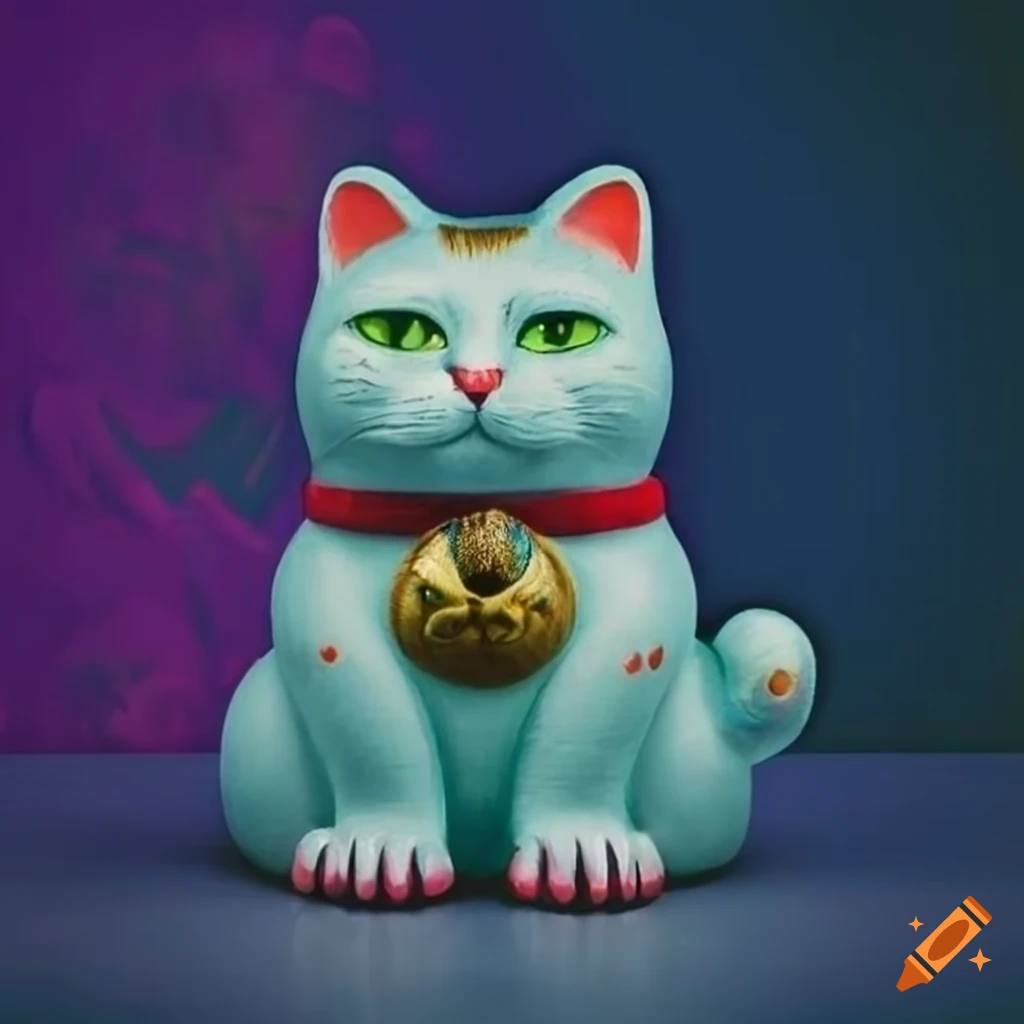 Lucky cat against amsterdam themed background on Craiyon