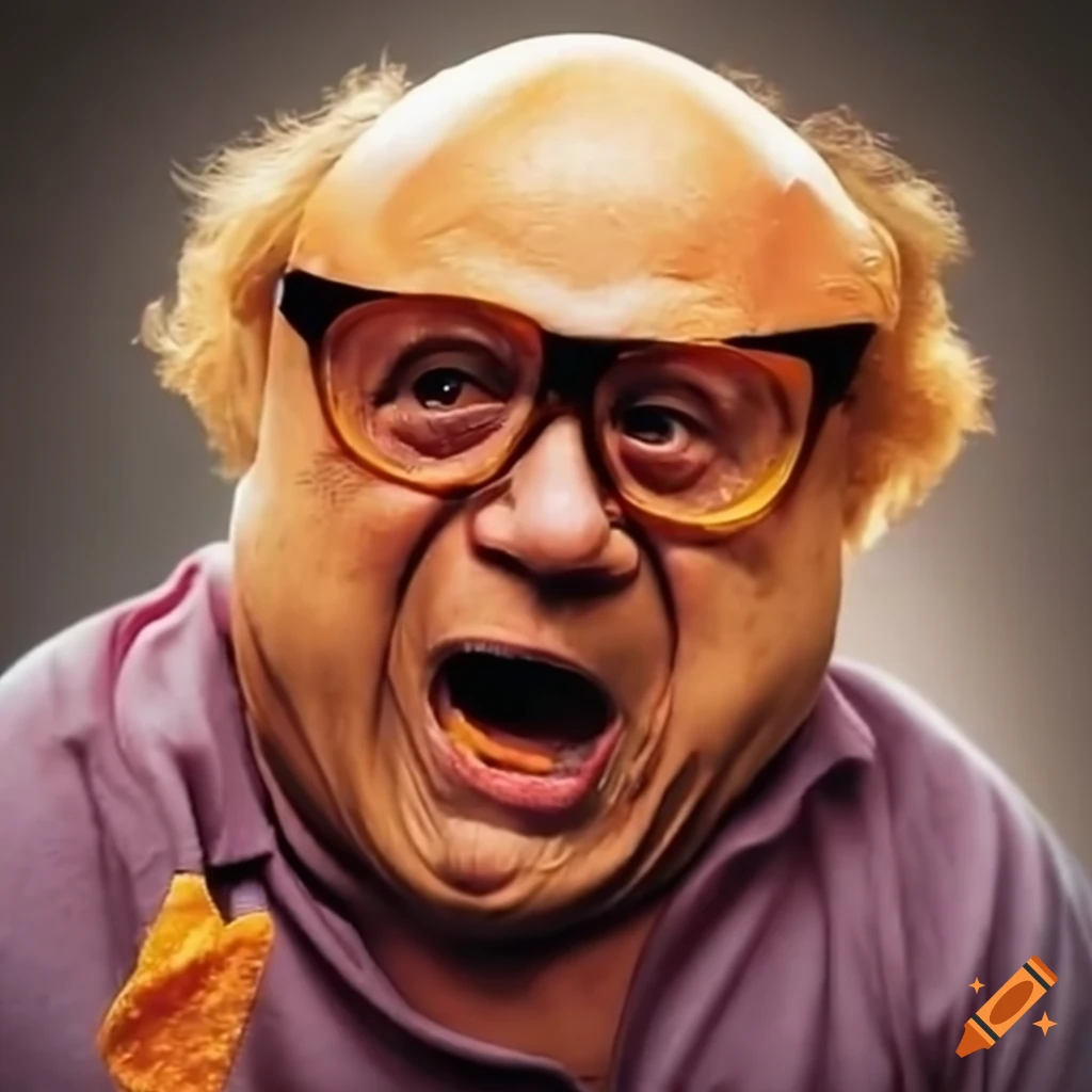 Danny devito enjoying dorito nacho cheese chips