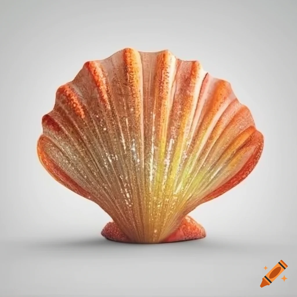 glittering seashell on white background
