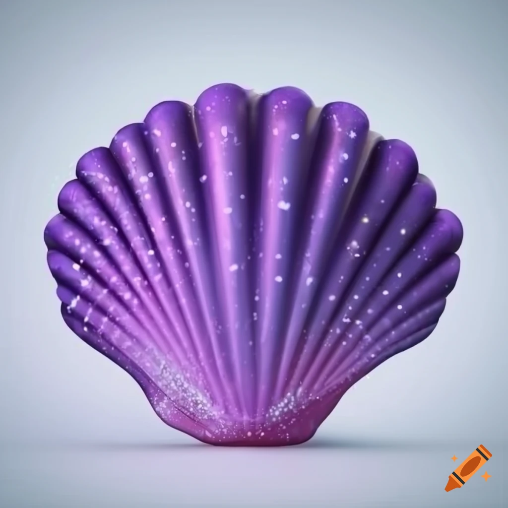 cartoonish purple seashell on a white background
