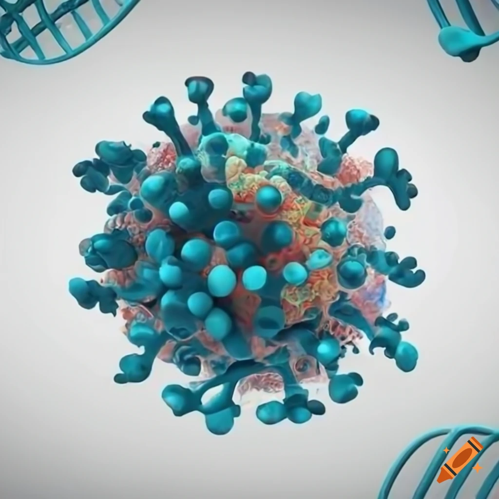 Visual representation of viral structure and genetic material on Craiyon
