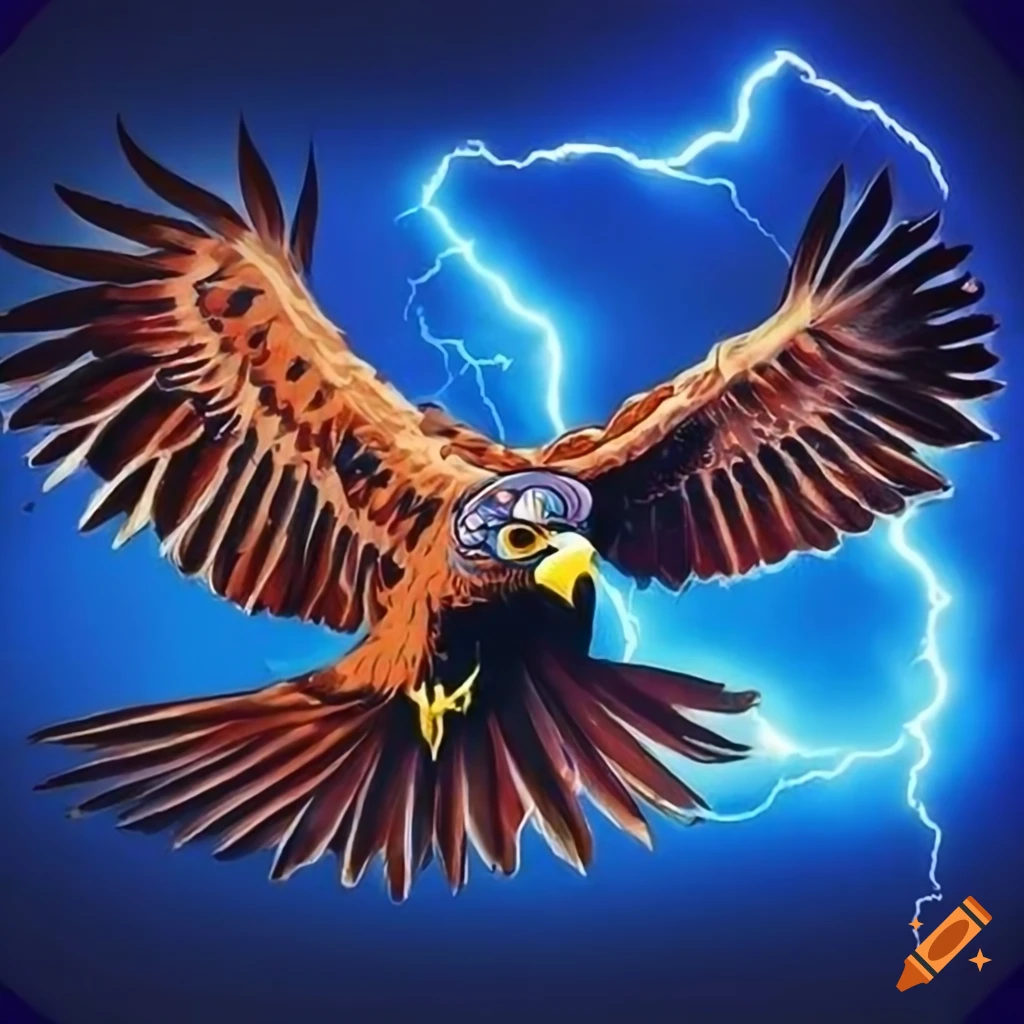 blue lightning background with an eagle