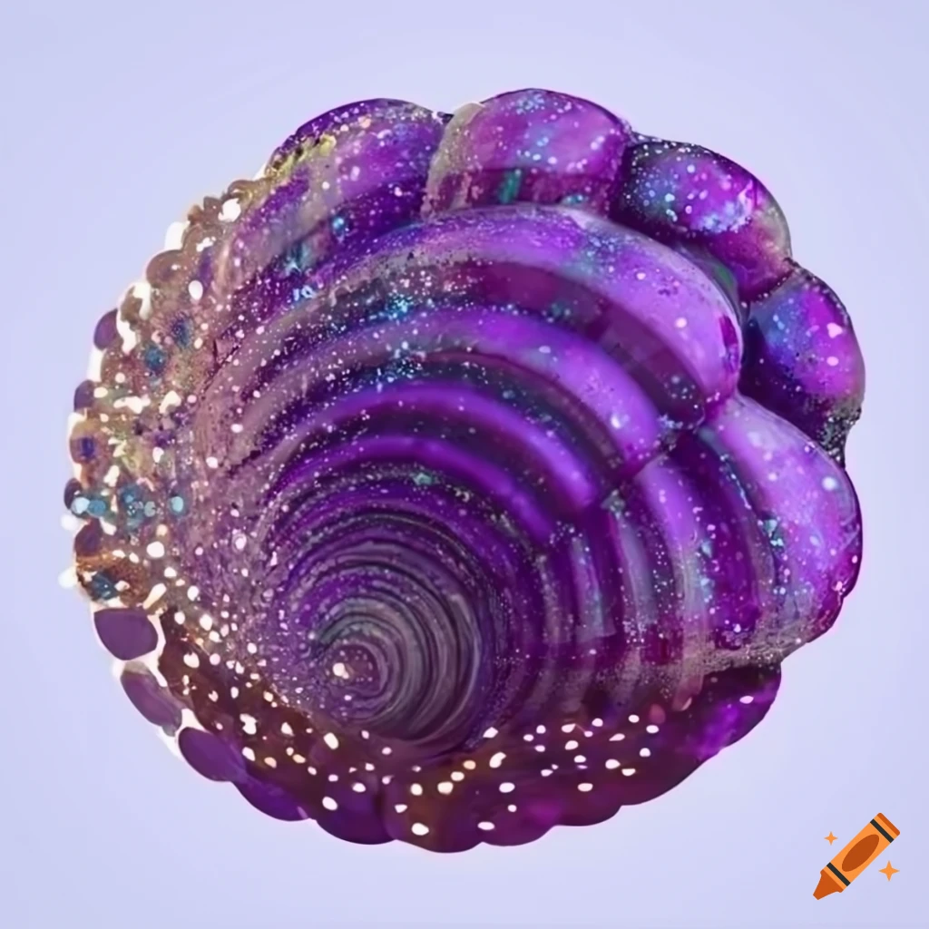 glittering purple seashell on a white background