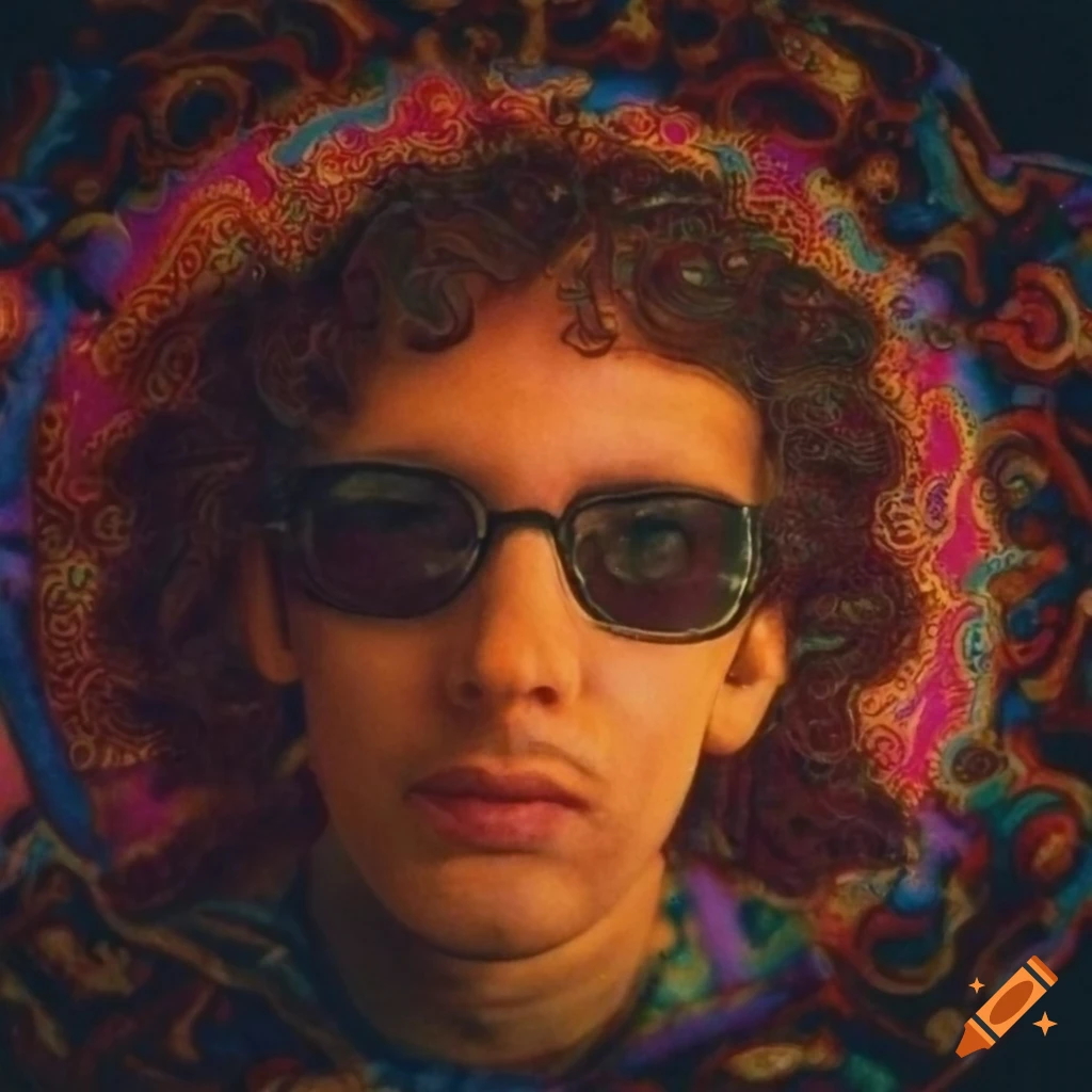 vibrant vintage portrait with psychedelic clothes