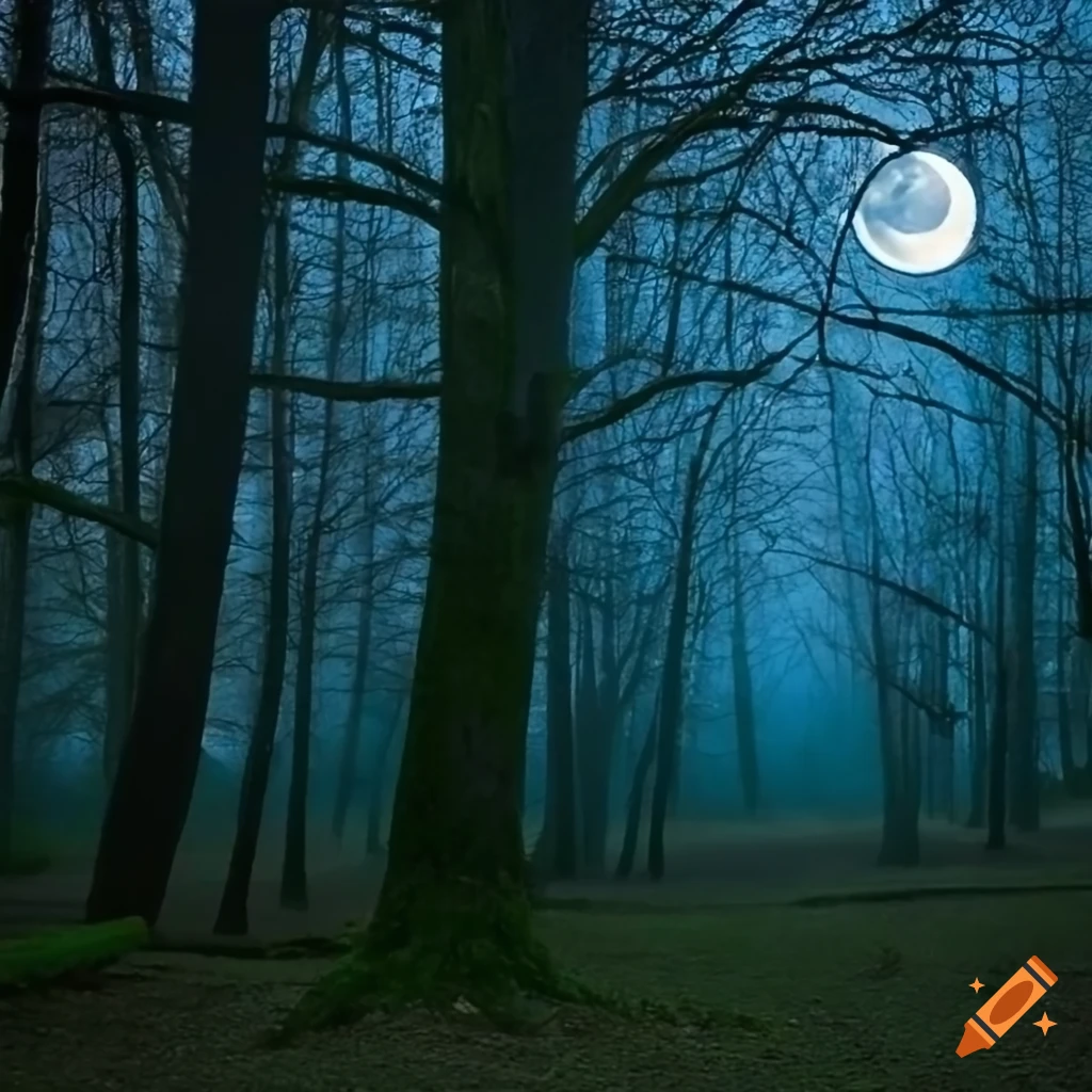 moonlit forest at night