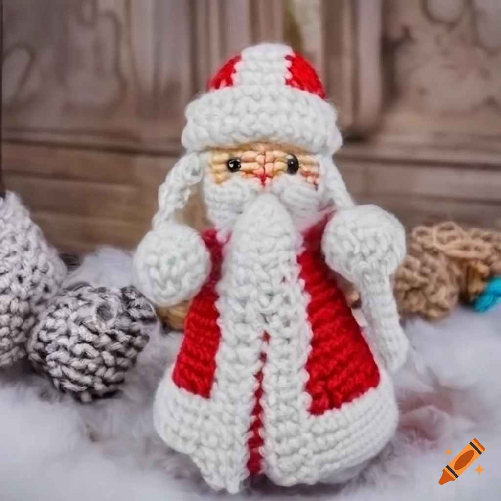 handmade amigurumi of Ded Moroz and Snegurochka