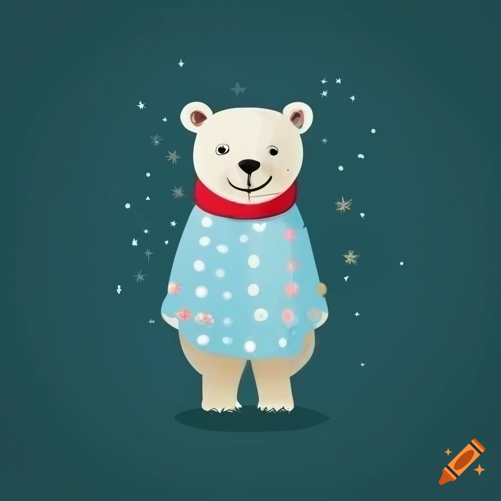 vector art of a polar bear wearing winter attire