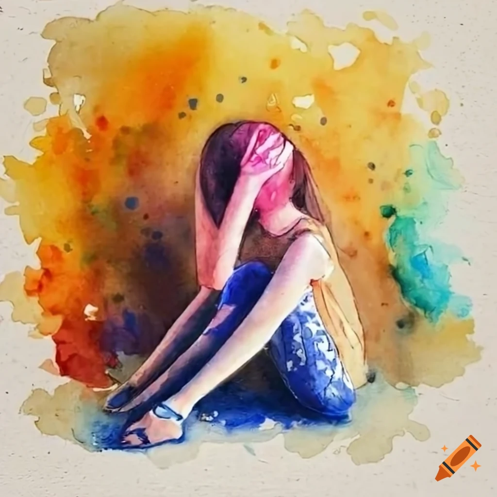 Image of a girl covering her face in sadness