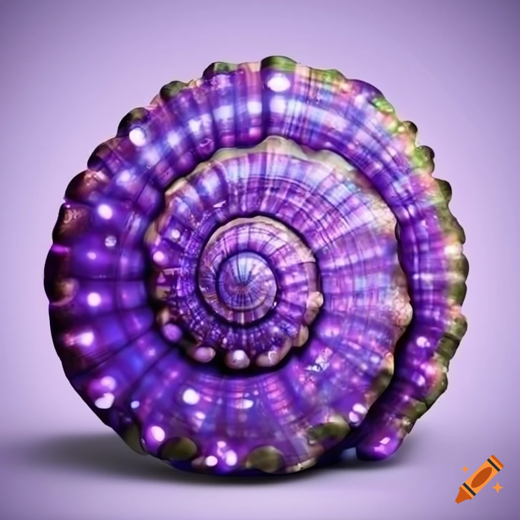 glittery purple seashell on white background