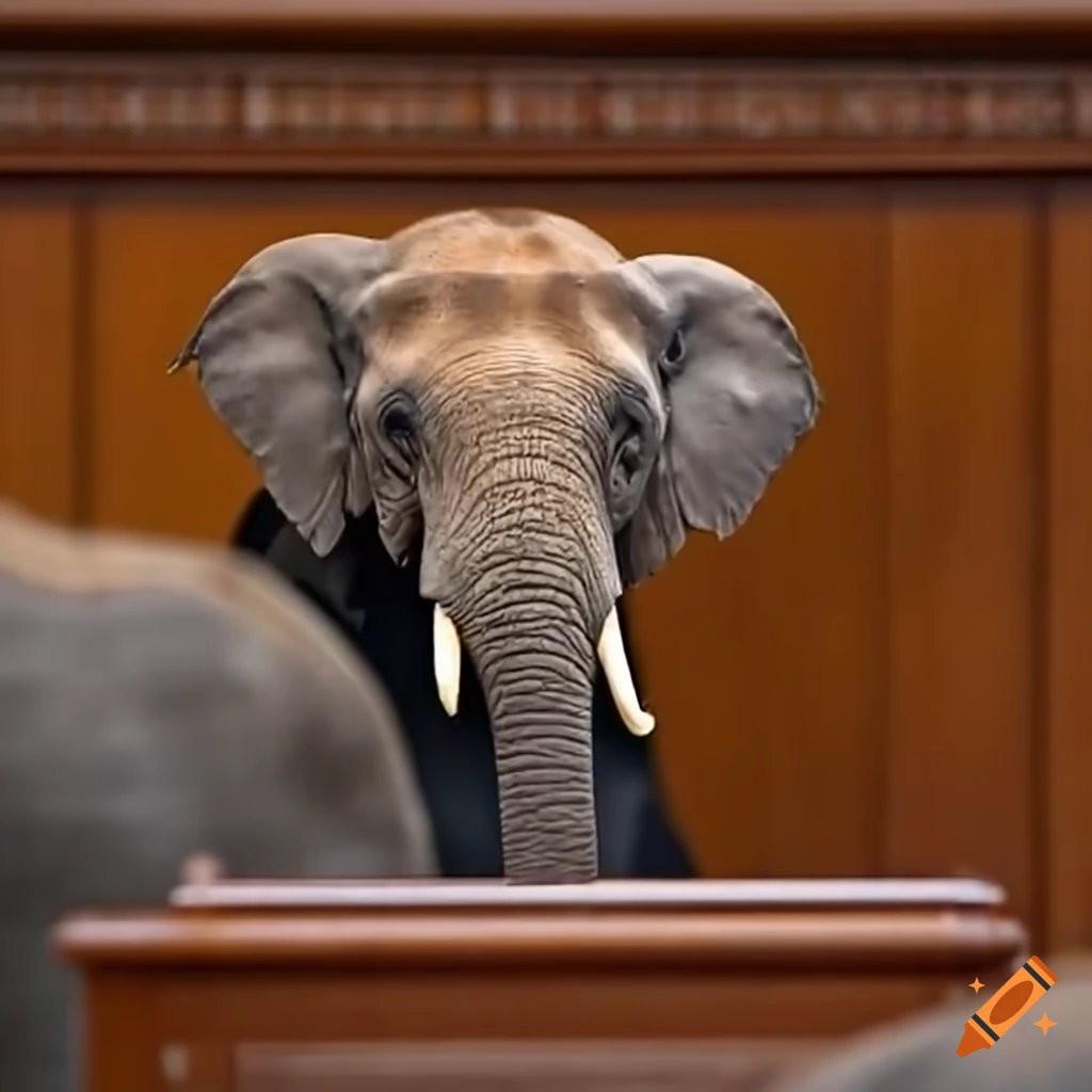 elephant in a courtroom