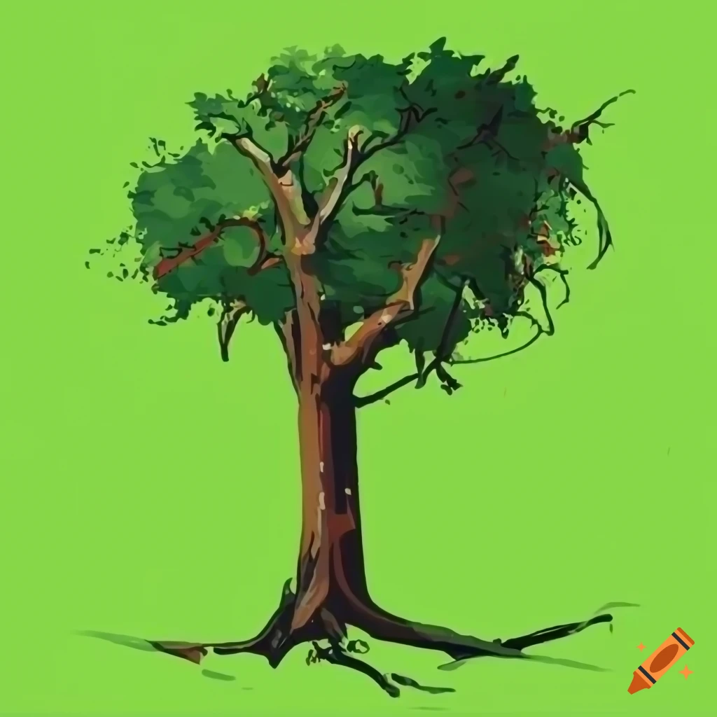 comic style illustration of a tree with branches sticking out